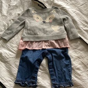 GAP Baby Fall Wear- Grey Sweater & Reversible Cardigan